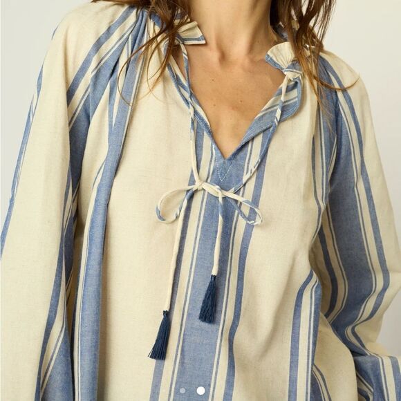 Natalie Martin Penny Blouse French stripe blue S NWT - Picture 2 of 7